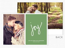 "joy" on Green Shimmery Flat  2 Photo Holiday Card